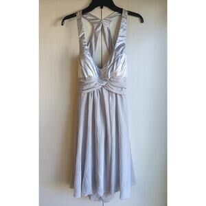 B. Smart Women's Silver Sleeveless Tied Polyester Knee Length Dress Size 10